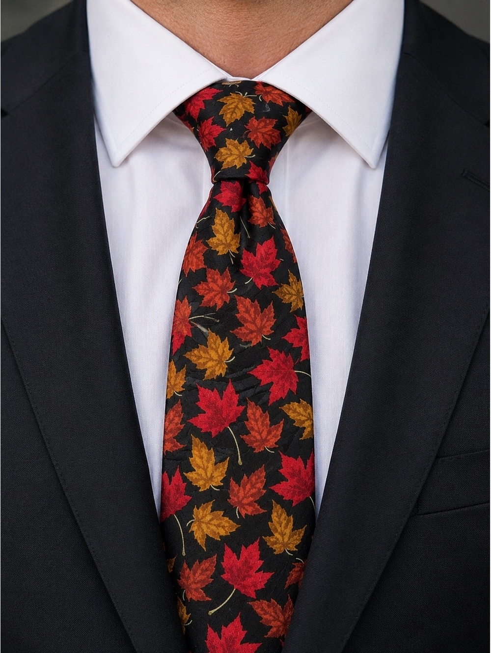 Museum Artifacts Handmade Canadian Maple Leaf 100% Silk Men’s Tie